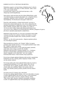 KORISNI SAVETI ZA TRETMAN DIJABETESA