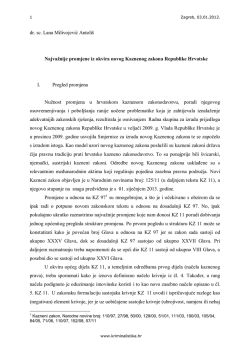 Najvažnije promjene iz okvira novog Kaznenog zakona Republike