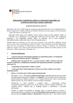 Informacije o podno&scaron;enju zahtjev za poslovna putovanja je o
