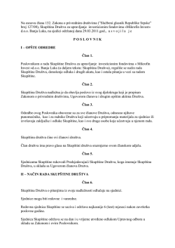 Na osnovu člana 132. Zakona o privrednim dru&scaron;tvima