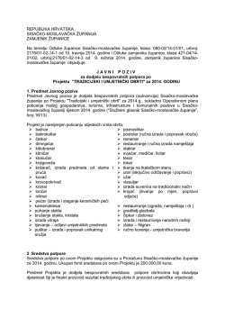 javni poziv za dodjelu bespovratnih potpora po projektu