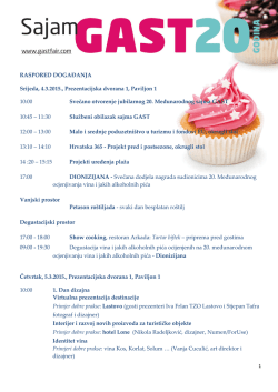 RASPORED DOGAĐANJA Srijeda, 4.3.2015., Prezentacijska
