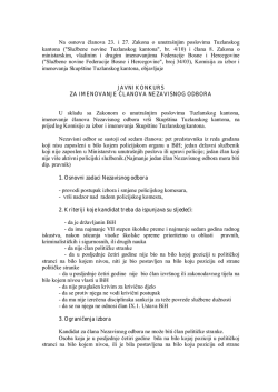 JAVNI KONKURS ZA IMENOVANJE ČLANOVA NEZAVISNOG