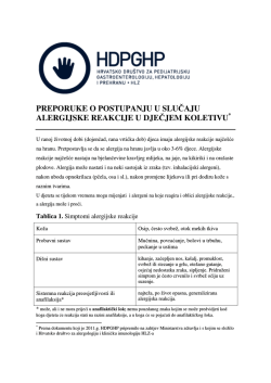 preporuke o postupanju u slučaju alergijske reakcije u dječjem