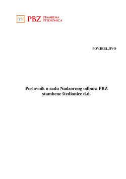 Poslovnik o radu Nadzornog odbora PBZ stambene &scaron;tedionice d.d.