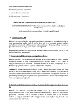 1. Tumačenje br. 1/14 Pitanje: Na mjesto učiteljice u produženom