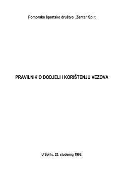 Prvailnik o dodjeli i kori&scaron;tenju vezova