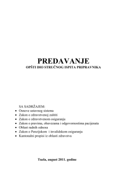 PREDAVANJE - Zavod za javno zdravstvo Tuzlanskog kantona