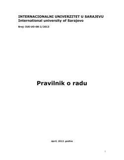 Pravilnik o radu IUS - International University of Sarajevo