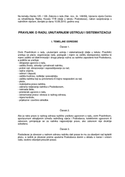 PRAVILNIK O RADU, UNUTARNJEM USTROJU I