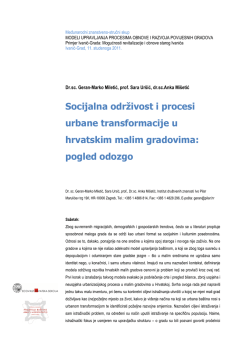 Socijalna održivost i procesi urbane transformacije u hrvatskim