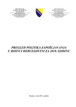Pregled politika zapo&scaron;ljavanja u BiH za 2010. godinu