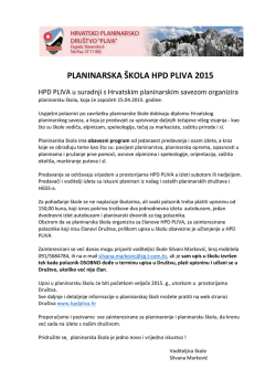 PLANINARSKA &Scaron;KOLA HPD PLIVA 2015