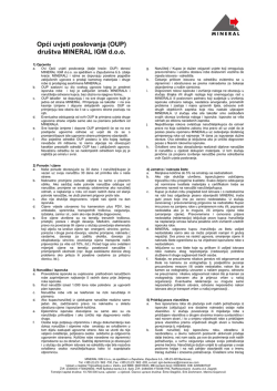 Opći uvjeti poslovanja (OUP) društva MINERAL IGM d.o.o.