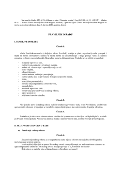 Pravilnik o radu Centra za socijalnu skrb biograd na Moru