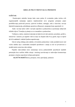 kriza je pravi trenutak za promjene