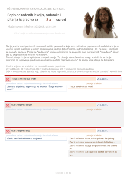 Popis odrađenih lekcija, zadataka i pitanja iz gradiva za
