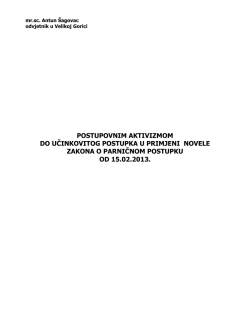 1. Postupovnim aktivizmom do učinkovitog postupka u primjeni