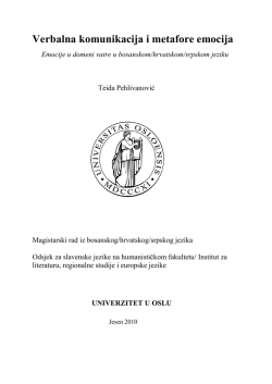 Verbalna komunikacija i metafore emocija Emocije u domeni