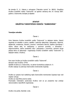 Statut Dru&scaron;tva - dru&scaron;tvo turističkih vodiča dubrovnik