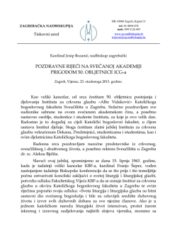 POZDRAVNE RIJEČI NA SVEČANOJ AKADEMIJI PRIGODOM 50