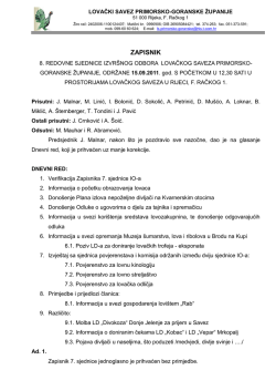 8. sjednica 15.09.2011. - Lovački savez Primorsko goranske županije