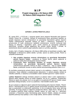 Zapisnik - Nacionalni park Sjeverni Velebit