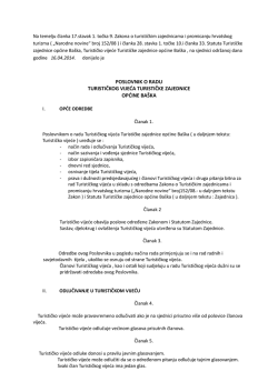 poslovnik o radu turističkog vijeća turističke zajednice općine ba&scaron;ka