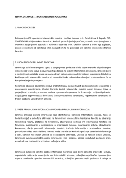 jamnica - izjava o tajnosti i povjerljivosti podataka