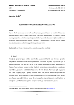 Jadranka Brnčić FOUCAULT O PAREZIJI I PAREZIJA U