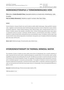 hidrokineziterapija u termomineralnoj vodi hydrokinesitherapy