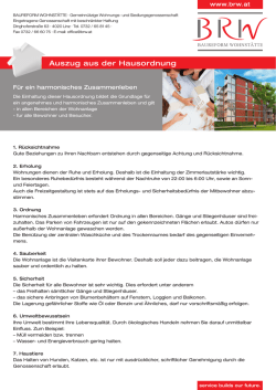 Auszug aus der Hausordnung