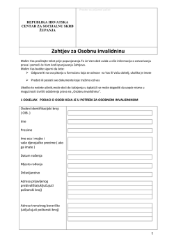 Zahtjev za Osobnu invalidninu - Centar za socijalnu skrb Županja