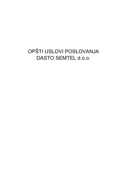 OP&Scaron;TI USLOVI POSLOVANJA DASTO SEMTEL d.o.o.