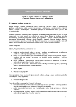 Uputama za prijavu projekta na natječaj u okviru