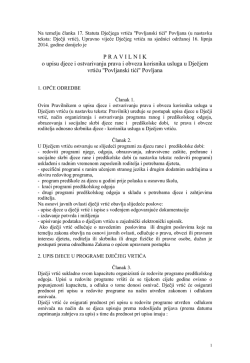 PRAVILNIK o upisu djece i ostvarivanju prava i obveza korisnika