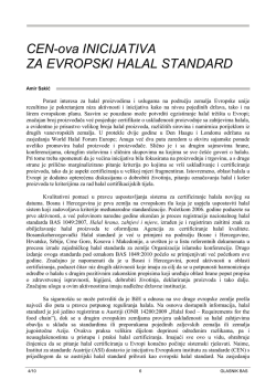 CEN-ova INICIJATIVA ZA EVROPSKI HALAL STANDARD