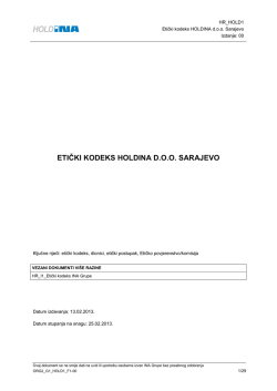 ETIČKI KODEKS HOLDINA D.O.O. SARAJEVO