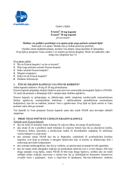 Uputa o lijeku Erazon 10 mg kapsule Erazon 20 mg