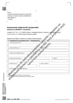 Molimo vas da potrebne podatke ispunite i predate na