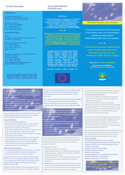 Ovaj projekt financira Europska unija Za vi&scaron;e informacija: