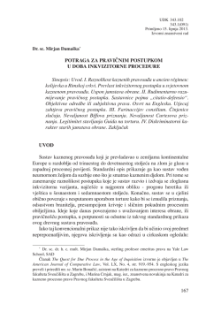 167 POTRAGA ZA PRAVIČNIM POSTUPKOM U DOBA