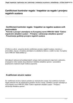 Regal inspekcije i ispitivanja, kao i planiranje i instalaciju za