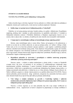 Intervju sa Nata&scaron;om Palavestrom, prof. italijanskog i