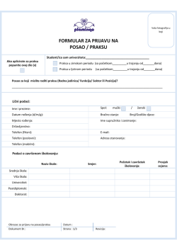 FORMULAR ZA PRIJAVU NA POSAO / PRAKSU