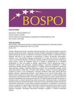 OGLAS ZA POSAO Organizacija: Udruženje BOSPO Tuzla Pozicija
