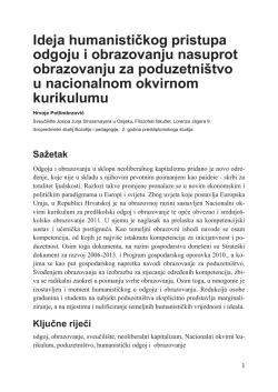 Ideja humanističkog pristupa odgoju i obrazovanju nasuprot