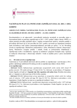 nacionalni plan za poticanje zapo&scaron;ljavanja za 2011. i 2012. godinu