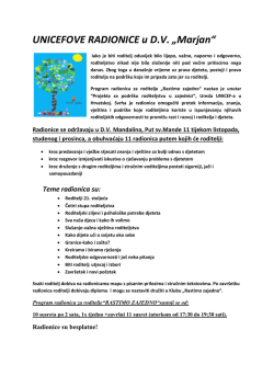 UNICEFOVE RADIONICE u D.V. &bdquo;Marjan&ldquo;