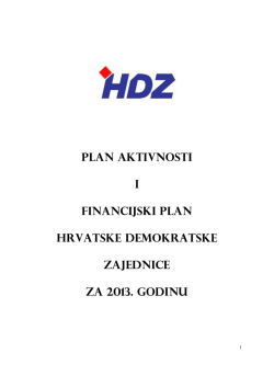PLAN AKTIVNOSTI I Financijski plan HRVATSKE